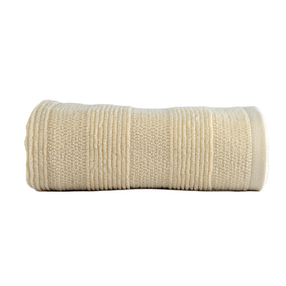 Cream - HL - Park Lane Hand Towel – 550 GSM | High Low Rib Stripe Design (50×100 cm)