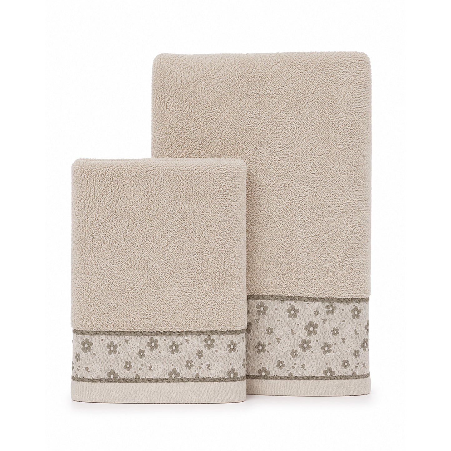 Beige – Embroidered Guest + Hand Towel Set | 2 Pcs