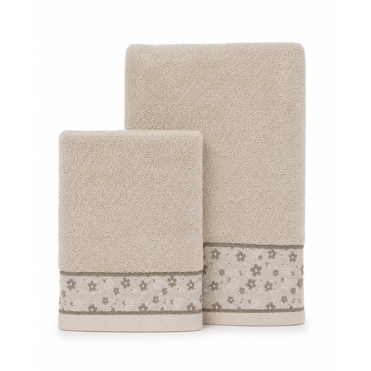 Beige – Embroidered Guest + Hand Towel Set | 2 Pcs