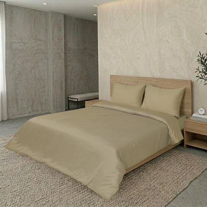 Beige Luxury Hotel Collection King Quilt Cover Set with 2 Pillow Covers – 104" x 95" – 100% Cotton Sateen TC-200