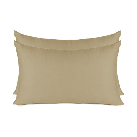 Beige Luxury Hotel Collection Pillow Cover Set – 2 Pieces – 20" x 30" – 100% Cotton Sateen TC-200