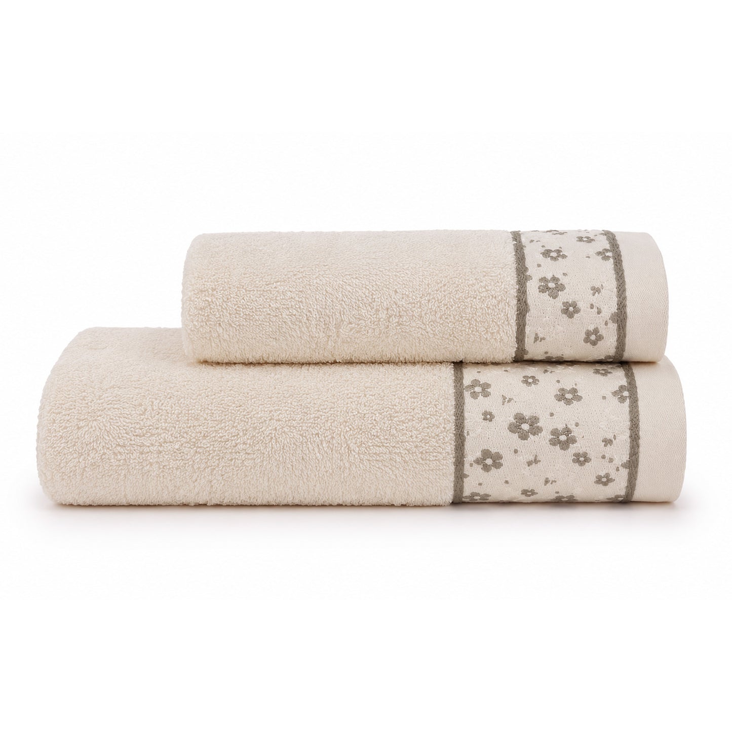 Beige – Embroidered Guest + Hand Towel Set | 2 Pcs