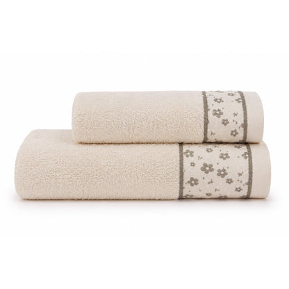 Beige – Embroidered Guest + Hand Towel Set | 2 Pcs