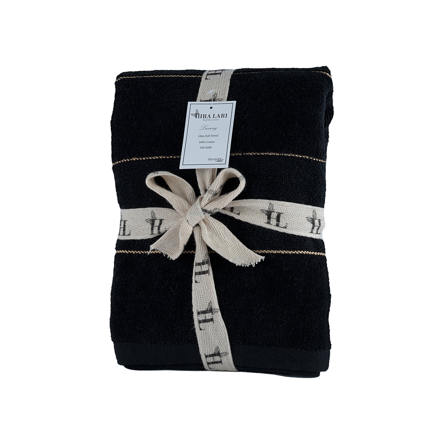 Black – HL 5th Avenue Hand Towel – 550 GSM Premium Cotton (50x100 cm)