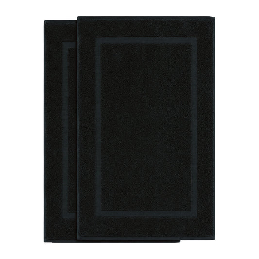 Black Bath Mat – Pack of 2 | 30×20 Inch | 800 GSM