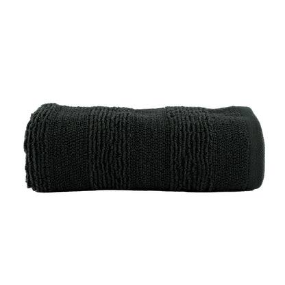 Charcoal - HL - Park Lane Hand Towel – 550 GSM | High Low Rib Stripe Design (50×100 cm)