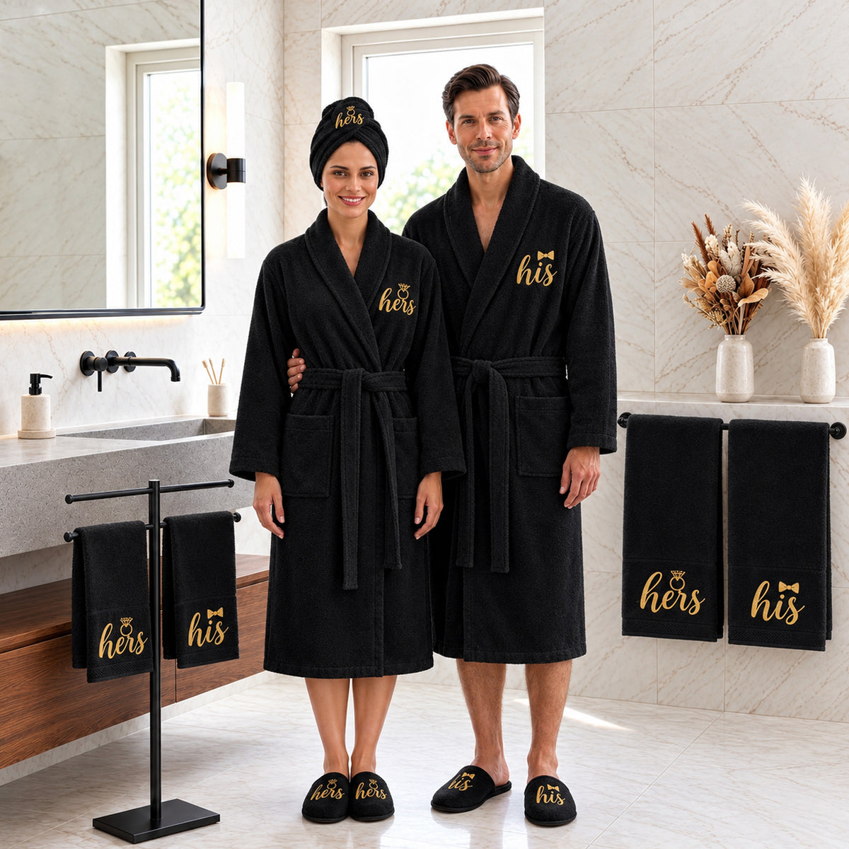 Black – HL Luxury Bride & Groom Spa Set | 9 Pieces