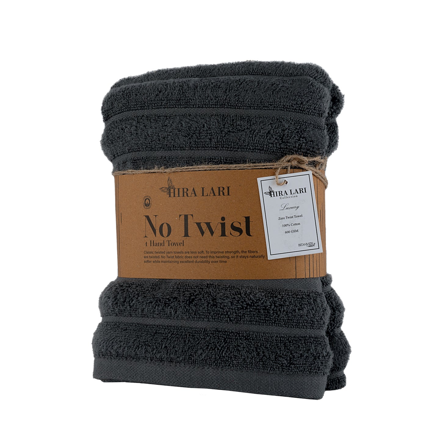Charcoal | HL Zero Twist Hand Towel – 600 GSM | Premium Cotton (50×100 cm)