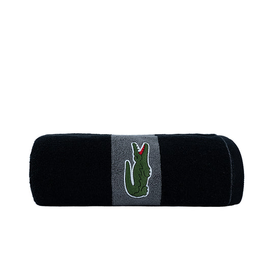 Black - HL - Lacoste Bath Towel – 512 GSM | Premium Cotton (70×130 cm)