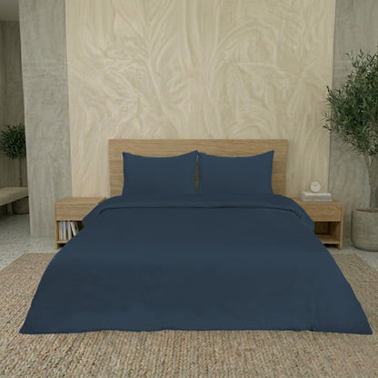 Navy Blue Luxury Hotel Collection King Quilt Cover Set with 2 Pillow Covers – 104" x 95" – 100% Cotton Sateen TC-200