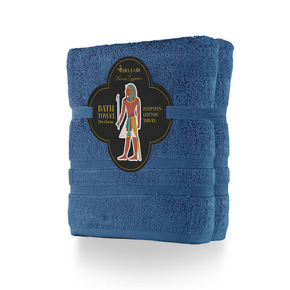 Blue Zero Twist Egyptian Bath Towel Pack of 2 – 600 GSM | 70×130 cm