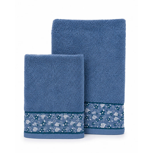 Blue – Embroidered Guest + Hand Towel Set | 2 Pcs