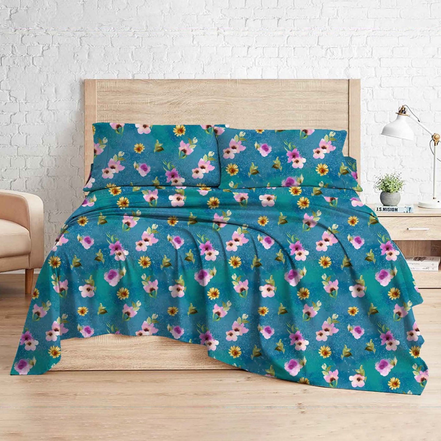 Breeze | Royal Crest  Digital Print Fitted Sheet Set | Single/King