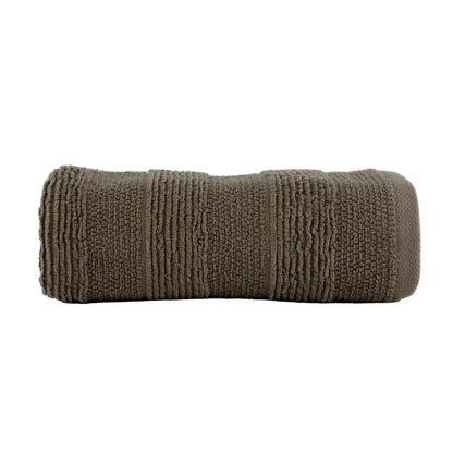 Brown - HL - Park Lane Hand Towel – 550 GSM | High Low Rib Stripe Design (50×100 cm)