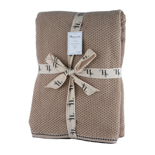 Taupe | HL Oxford Bath Towel – 600 GSM | Popcorn Texture Premium Cotton (70×140 cm)