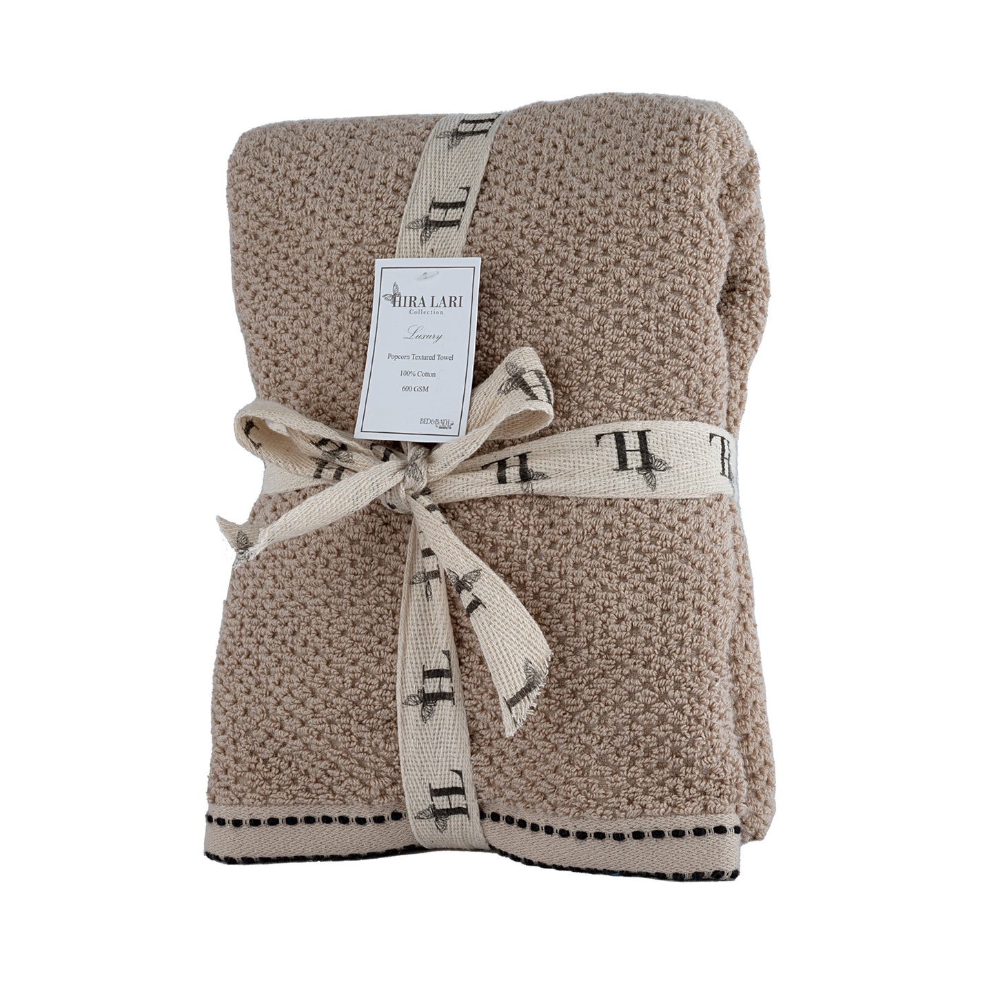 Taupe | HL Oxford Hand Towel – 600 GSM | Popcorn Texture Premium Cotton (50×100 cm)