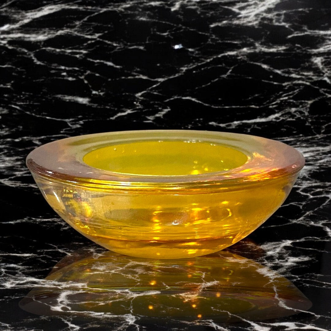 Yellow Glass Tealight Candle Holder