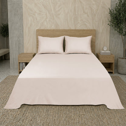 Biscuit Luxury Hotel Collection King Flat Sheet Set with 2 Pillow Covers – 108" x 102" – 100% Cotton Sateen TC-200