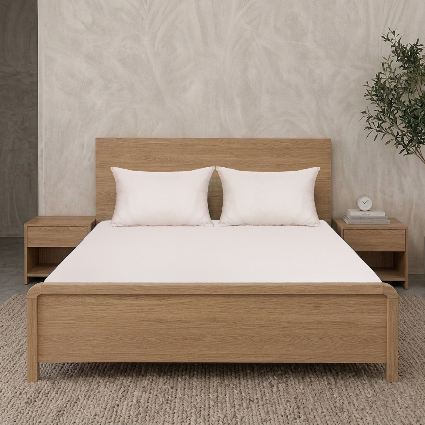 Biscuit Luxury Hotel Collection King Fitted Sheet Set with 2 Pillow Covers – 72" x 78" – 100% Cotton Sateen TC-200