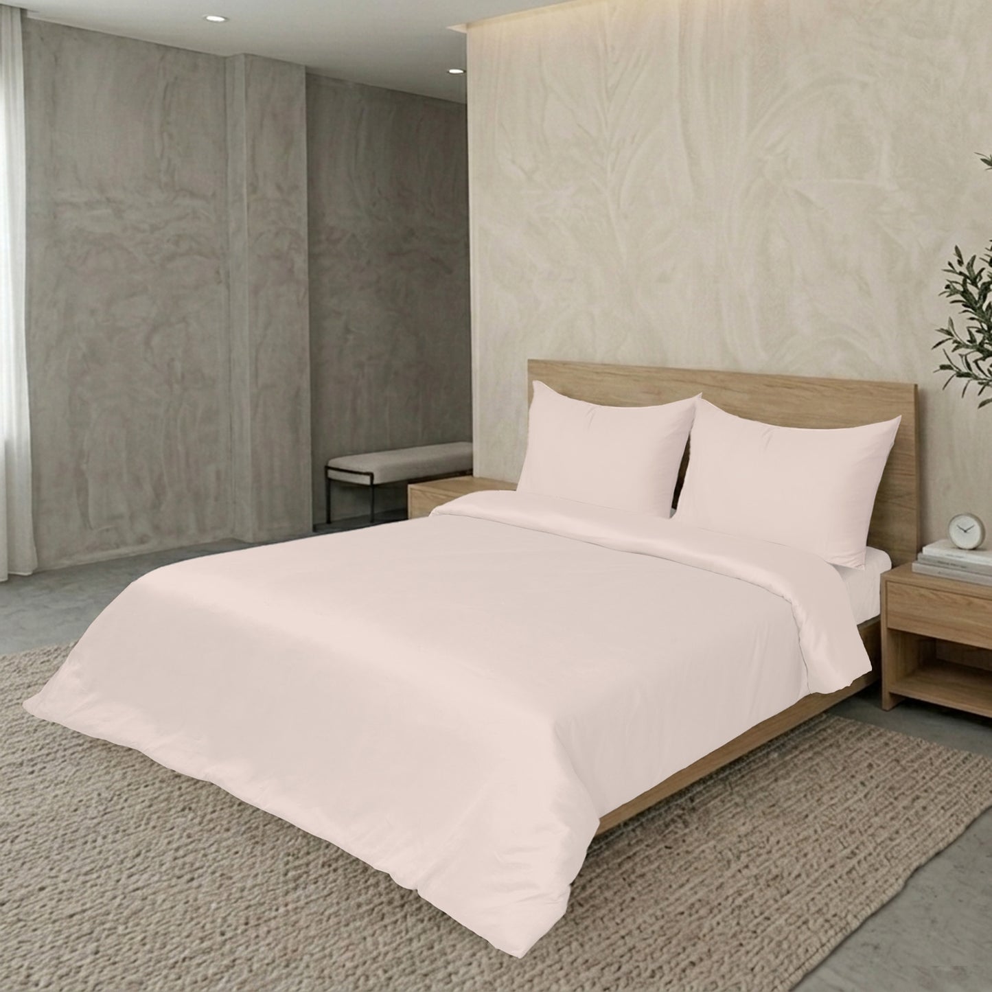 Biscuit Luxury Hotel Collection King Quilt Cover Set with 2 Pillow Covers – 104" x 95" – 100% Cotton Sateen TC-200