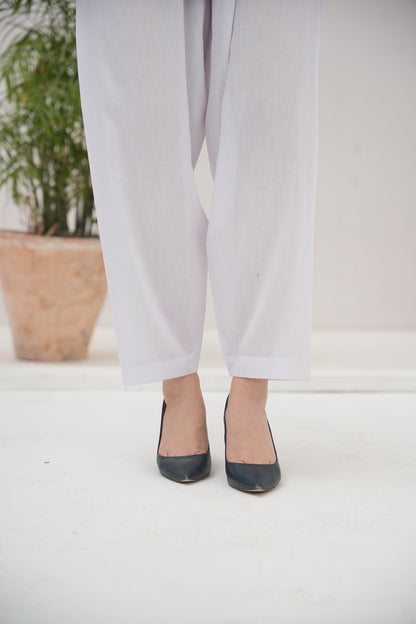 HL Lawn Trouser – White – 4 | By Hira Lari