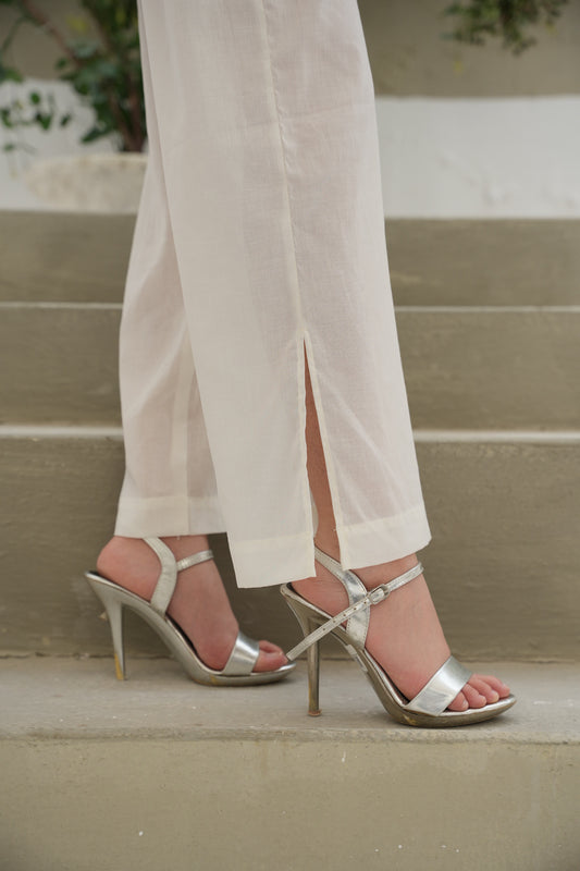 HL Lawn Trouser – White – 3 | By Hira Lari