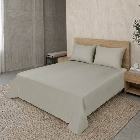 Silver Grey Luxury Hotel Collection King Flat Sheet Set with 2 Pillow Covers – 108" x 102" – 100% Cotton Sateen TC-200