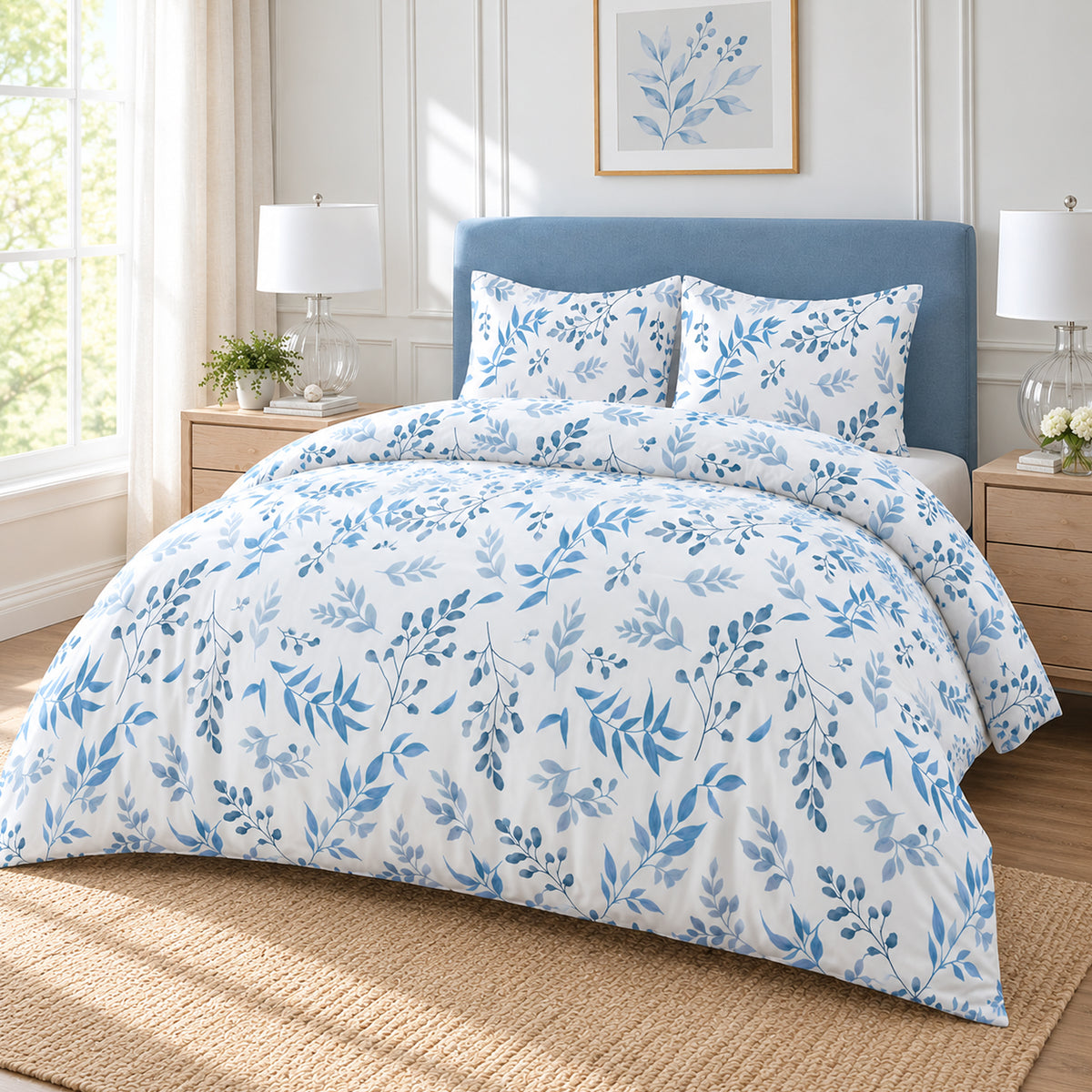 White Floral King Quilt Cover Set – Satin Microfiber | 3 Pieces
