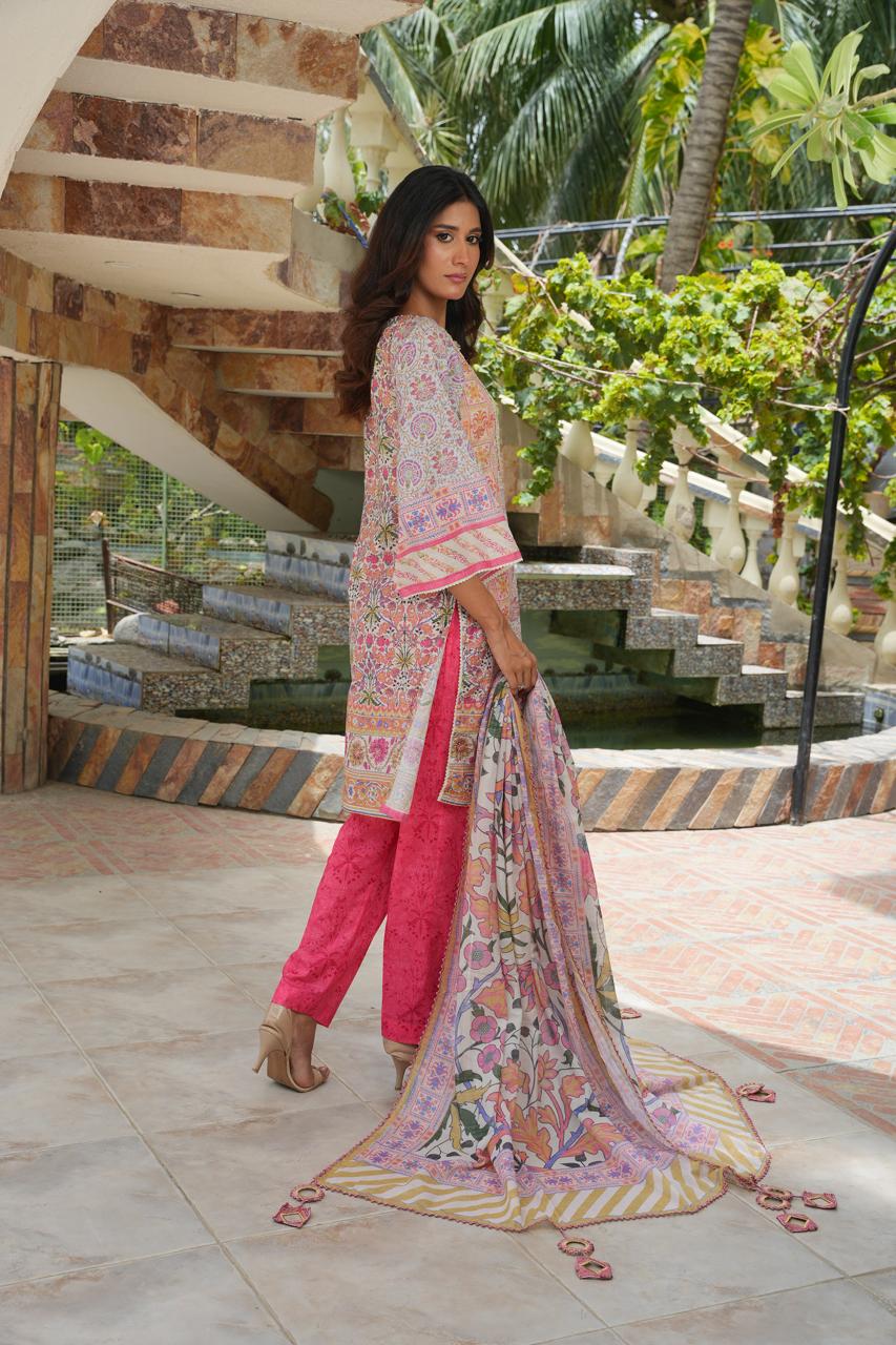 Florug by Hira Lari | 3PC Unstitched Lawn Suit | HL-08 | Lawn 2025