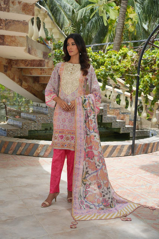 Florug by Hira Lari | 3PC Unstitched Lawn Suit | HL-08 | Lawn 2025