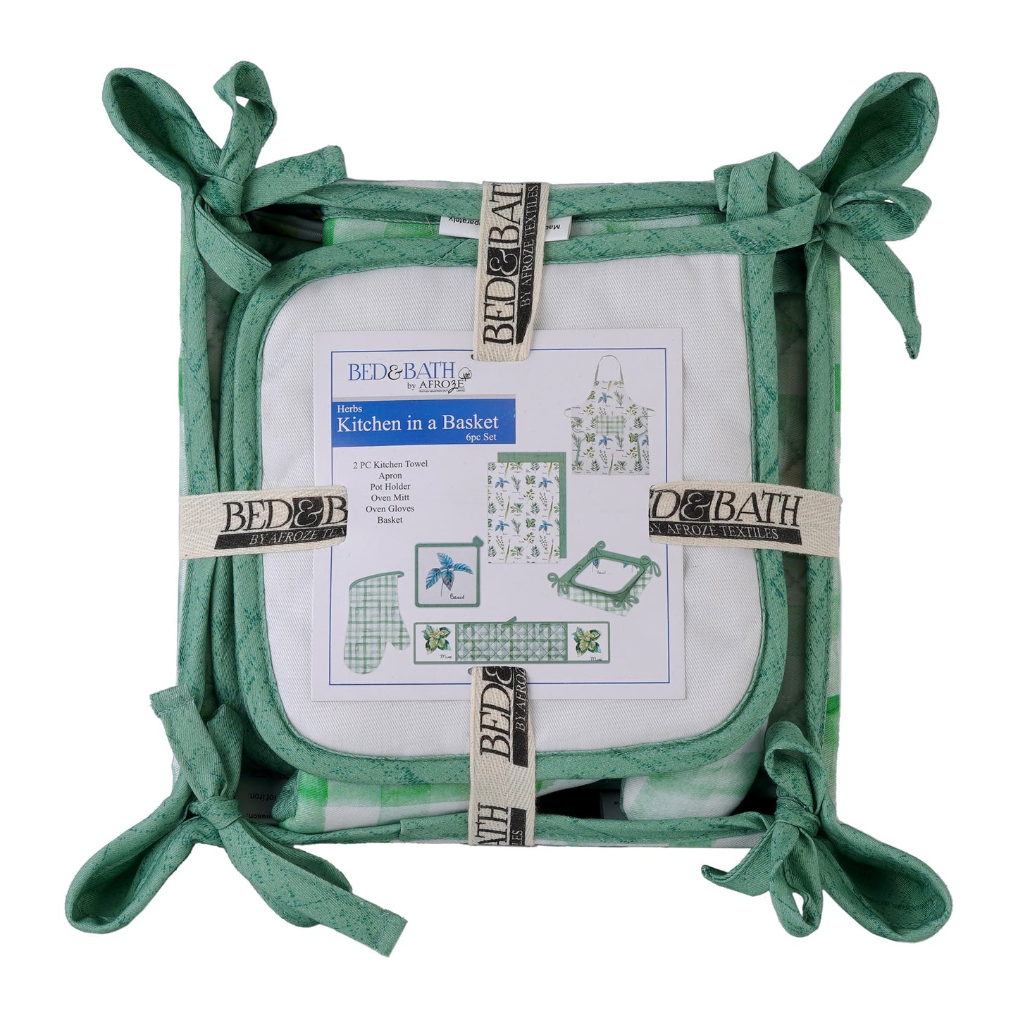 Green – 6 Pcs Kitchen Basket Set  | 100% Cotton