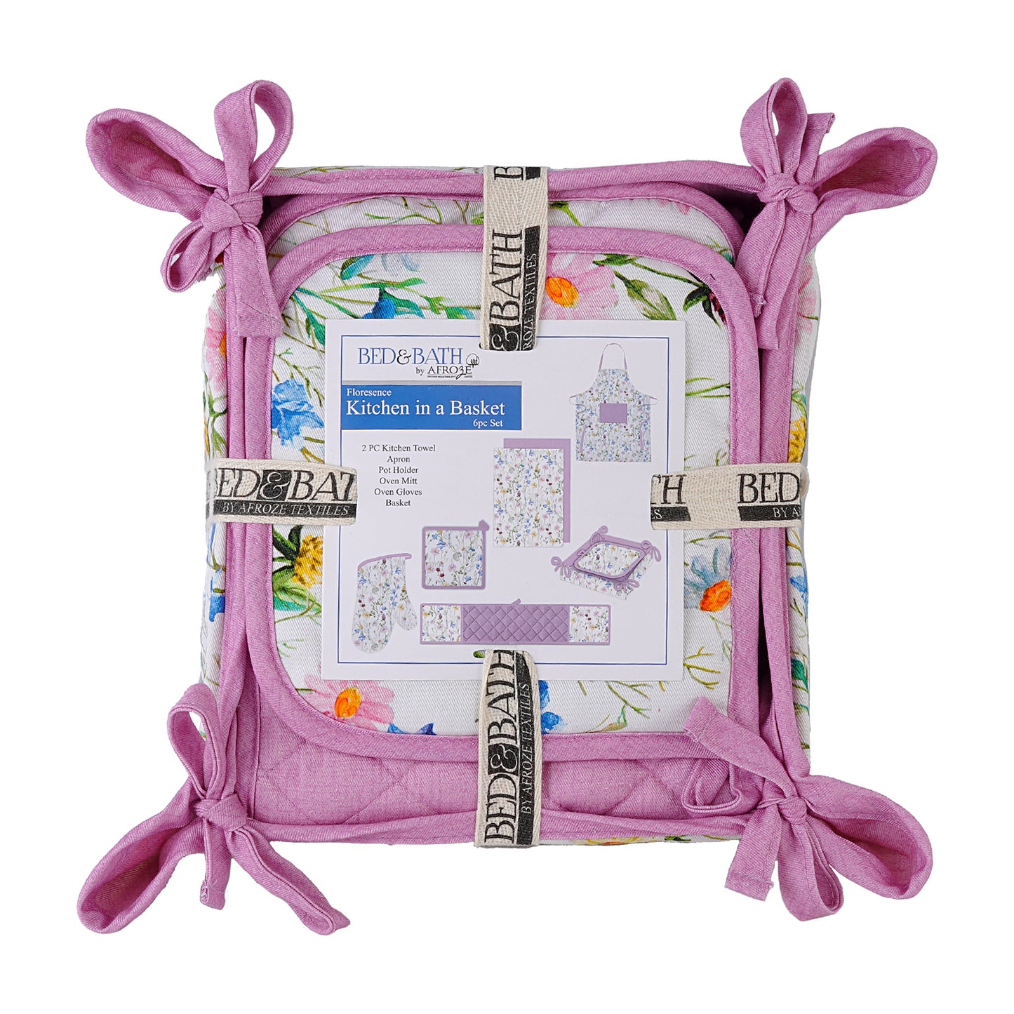 Pink – 6 Pcs Kitchen Basket Set  | 100% Cotton