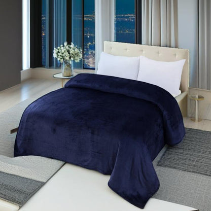 Navy Blue | Solid Dyed Fleece Throw | FLBLKNY