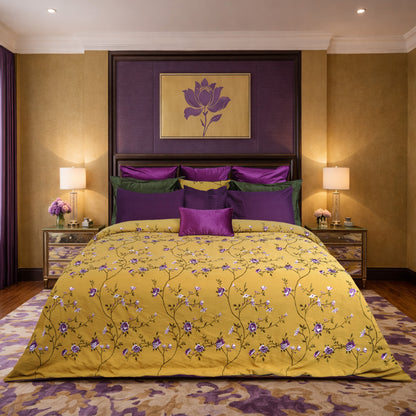Mustard Blossom HL Signature Luxury Bed Linen Set by Hira Lari