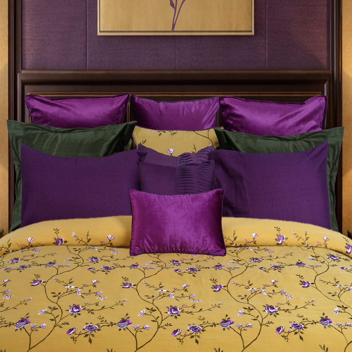 Mustard Blossom HL Signature Luxury Bed Linen Set by Hira Lari
