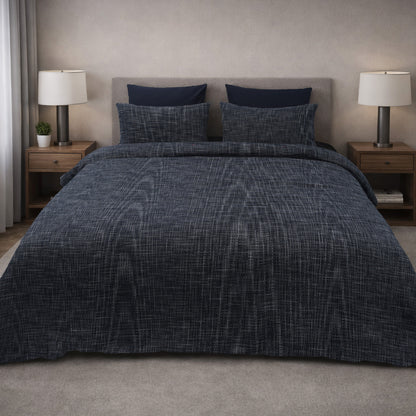 HL King Quilt Cover Set – Artisan Waffle Texture (Black)
