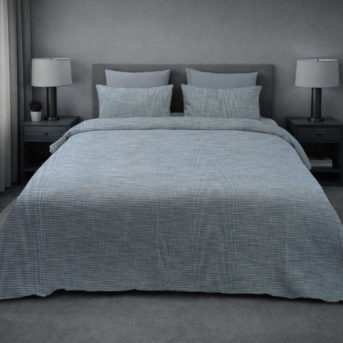 HL King Quilt Cover Set – Artisan Waffle Texture (Grey)