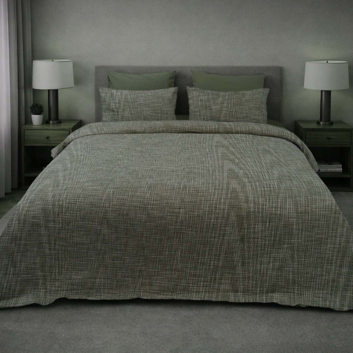 HL King Quilt Cover Set – Artisan Waffle Texture (Green)