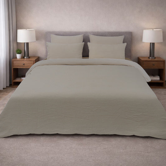 HL King Quilt Cover Set – Luxury Waffle Texture (Beige)