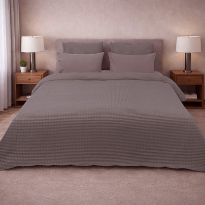 HL King Quilt Cover Set – Luxury Waffle Texture (Brown)