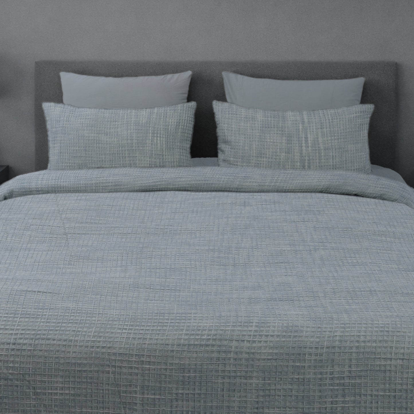 HL King Quilt Cover Set – Artisan Waffle Texture (Grey)