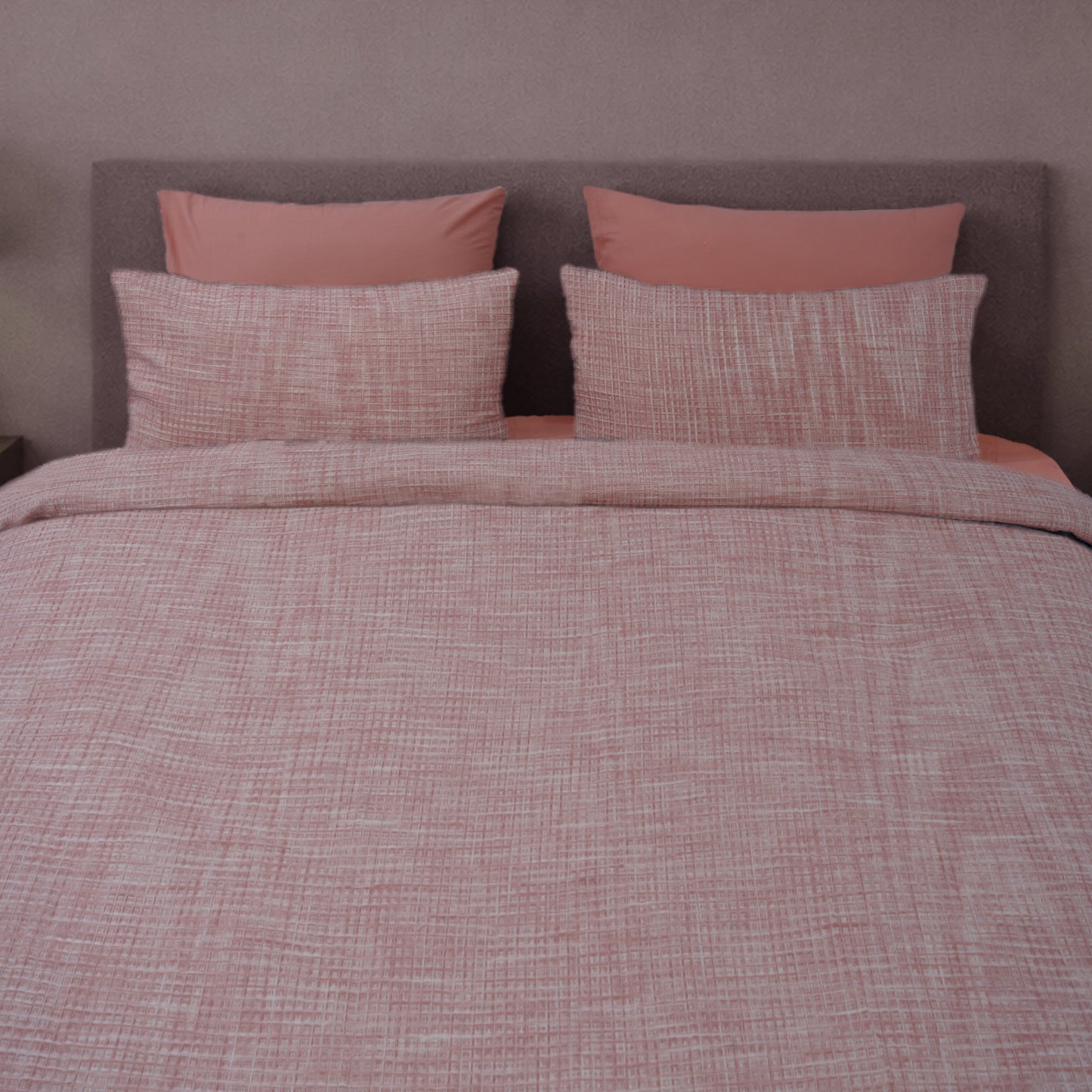 HL King Quilt Cover Set – Artisan Waffle Texture (Pink)