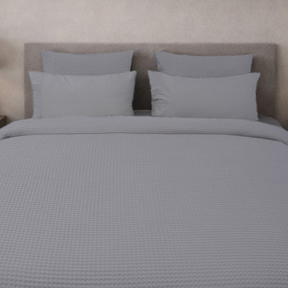 HL King Quilt Cover Set – Luxury Waffle Texture (Silver)