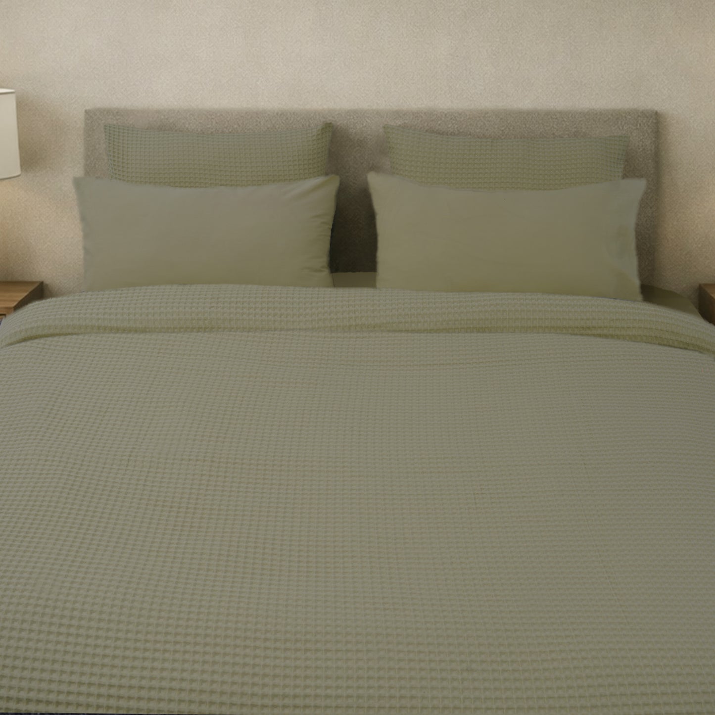 HL King Quilt Cover Set – Luxury Waffle Texture (Green)