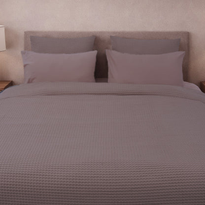 HL King Quilt Cover Set – Luxury Waffle Texture (Brown)