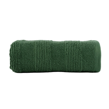 Green - HL - Park Lane Hand Towel – 550 GSM | High Low Rib Stripe Design (50×100 cm)