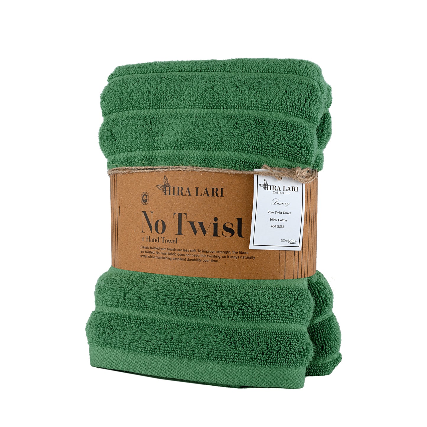 Green | HL Zero Twist Hand Towel – 600 GSM | Premium Cotton (50×100 cm)