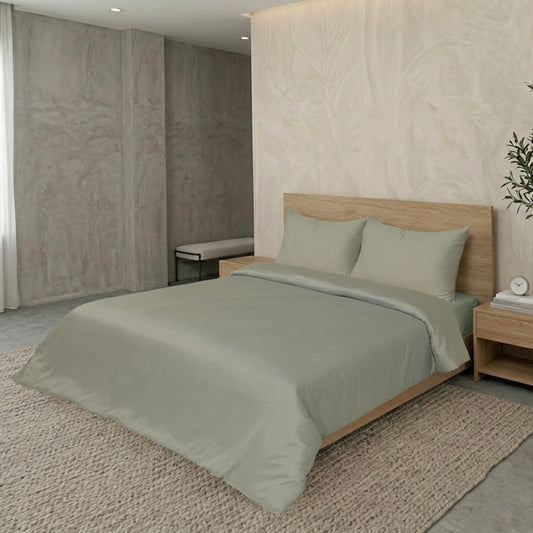 Silver Grey Luxury Hotel Collection King Quilt Cover Set with 2 Pillow Covers – 104" x 95" – 100% Cotton Sateen TC-200