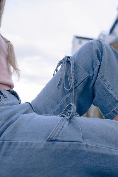 HL - Sky Blue Cargo Relaxed Straight Leg Jeans