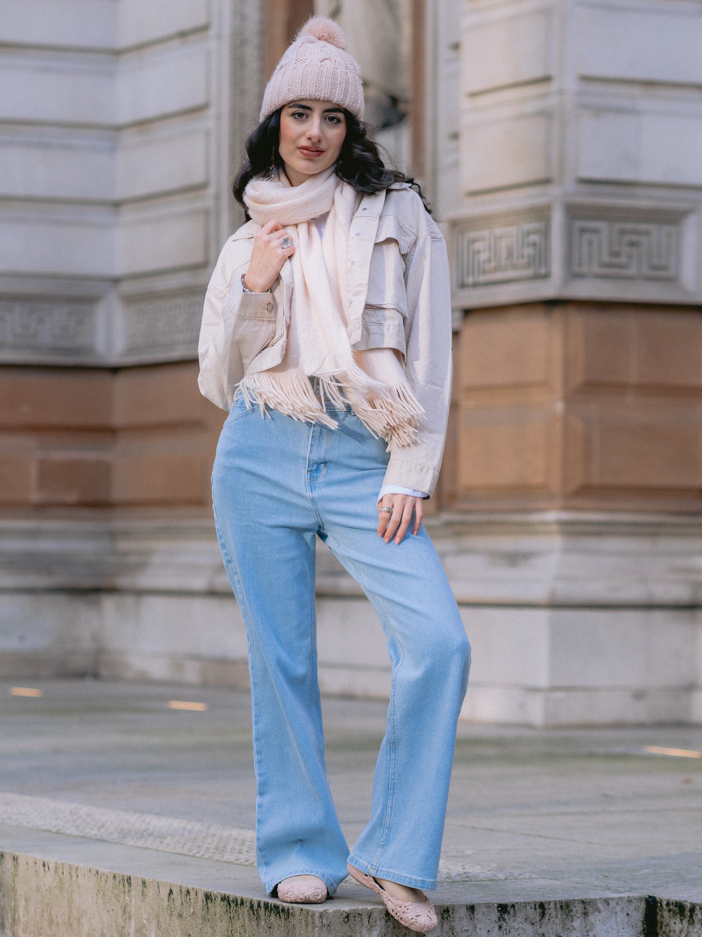 Sand Cropped Corduroy Trucker Jacket